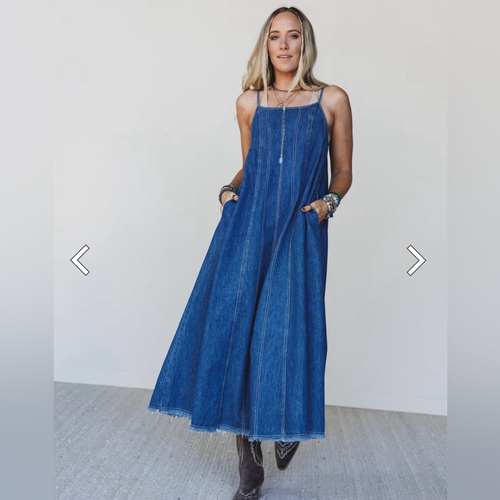Three Bird Nest Blue Denim Maxi Dress